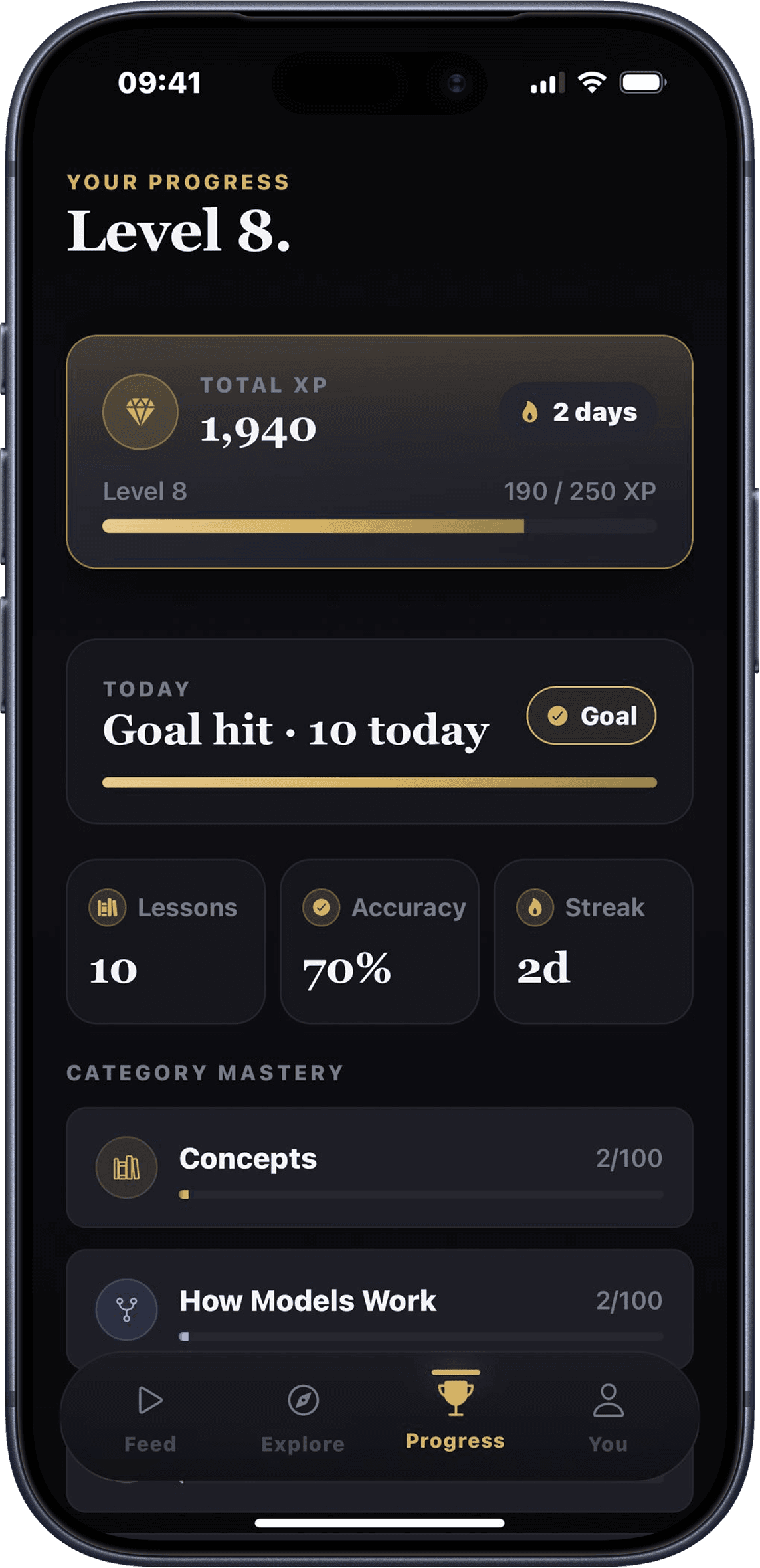 Scroll: Learn AI. Watch yourself level up.