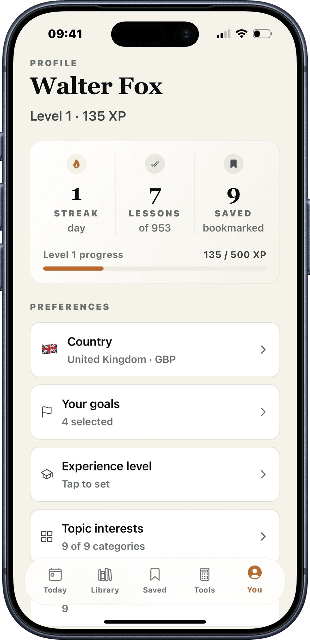 Scroll: Personal Finance. Build the habit.